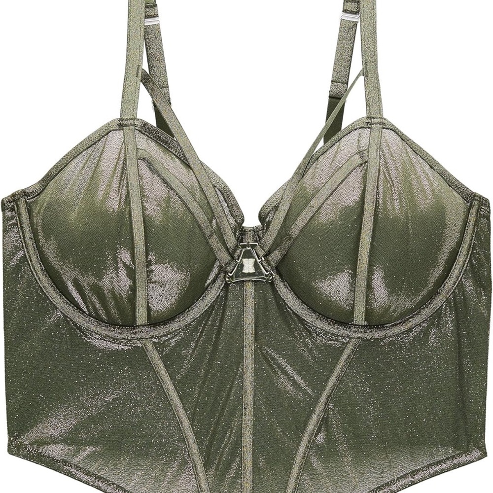 Shimmer Olive Longline Bustier Bra - Women Intimates